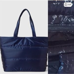 Gap Navy Blue Metallic Puffer Tote Bag